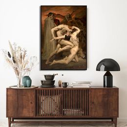 William Adolphe Old Famous Master Artist Dante and Virgil In Hell Canvas Painting Wall Art Poster and Print for Room Decor