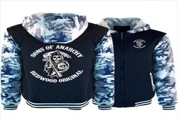 SOA Sons of Hoodies Mens Winter fleece Thicken Warm Camouflage coat zipper Sweatshirt SAMCRO Print Mens Hoodies Jacket T1910254216297