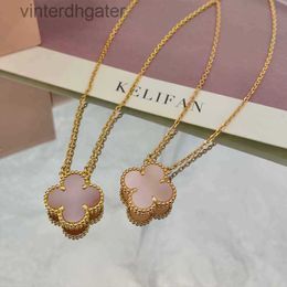 High End Vancelfe Brand Designer Necklace High Version Natural Fritillaria Four Leaf Grass Necklace S925 Sterling Trendy Designer Brand Jewellery