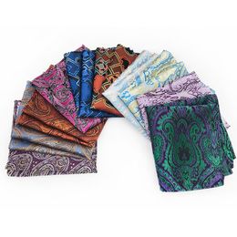 25*25cm Light Luxury Paisley Cashew Flower Polyester Pocket Square for Man Groom Wedding Causal Handkerchief Accessories