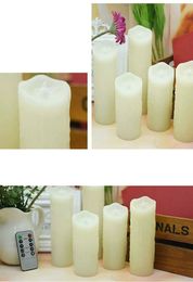 Set of 5 Remote controlled Battery Operated Led Candle Pillar Paraffin tear Wax Candles Lighting f/Christmas Wedding Home party