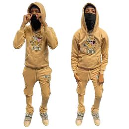 Private Label Design 2 Piece Mens Casual Tracksuit Hoodie and Jogger Set Sports Sweatsuit