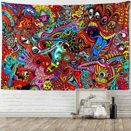 Psychedelic Mushroom Print Tapestry Colorful Hippie Eye Wall Hanging Room Wall Art Decor Blankets Home Decor Yoga Mat Sheets