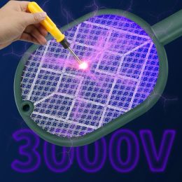 Electric Mosquito Killer 2-in-1 Fly Swatter Trap Electric Mosquito Swatter USB Rechargeable Mosquito Racket Fly Zapper For Home