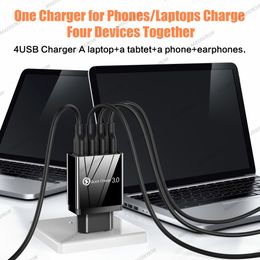 USB Charger Quick Charge 3.0 4 Port Fast Charging Phone Charger Adapter For iPhone Samsung Xiaomi Huawei EU/US Plug Wall Charger