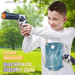 Sand Play Water Fun Electric Water Gun Revolver Double Gun Backpack Automatic Summer Outdoor Kids Toy Beach Water Splashing Shooting Game Boys Gift L47