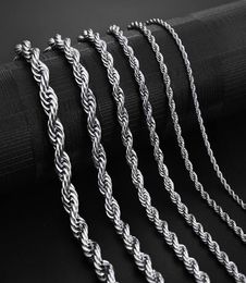 Stainless Steel Rope Chain Necklace 25mm Never Fade Waterproof Choker Necklaces Men Women Hip Hop Jewelry 316L Silver Chain6787407