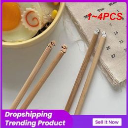 Chopsticks 1-4PCS Household Cartoon Puppy Kitty Bamboo And Wood Tableware Creative 24.9cm