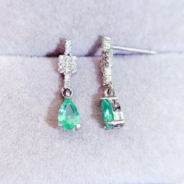 Dangle Earrings Natural Real Green Emerald Drop Earring Small Water Style 0.45ct 2pcs Gemstone 925 Sterling Silver Fine Jewelry L243183