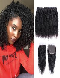 Afro Kinky Curly Hair Bundles With Closure Brazilian Virgin Hair 3 Bundles with 4x4 Lace Closure 1028 Inch Remy Human Hair Extens9384175