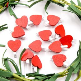 50PCS Wooden Clip Heart Shape Mini Cute Wood Clips Photo Clips For Birthday Wedding Party Home Decorations Valentine's Gifts