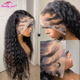 Water Wave Transparent Lace Frontal Wig Curly Brazilian Remy Pre Plucked 4x4 Lace Closure Wig 13x4 Lace Front Wig for Women