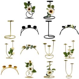 Retro Metal Candlestick Rack Artificial Flower Stand Candle Holder Candelabros