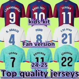 23 24 25 LEWANDOWSKI 9 GUNDOGAN 22 soccer jersey GAVI 6 R. ARAUJO camiseta de futbol PEDRI 8 FERRAN 7 2024 2025 F. DE JONG 21 men football shirt ANSU FATI RAPHINHA kids kit