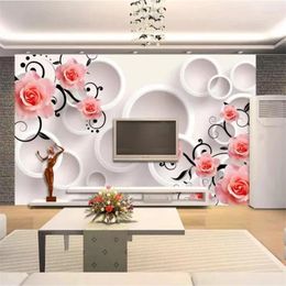 Wallpapers Wellyu Custom Po Wallpaper 3d Murals Rose Circle Living Room Bedroom TV Background Wall Papel De Parede