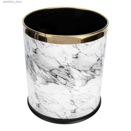 Waste Bins Marble Trash Can arbae Round Marblin Wastebasket Home Bin Storae Container Car L49