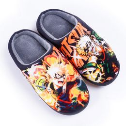 Winter Warm Anime Midoriya Izuku Slippers For Men Women Boku no Hero Academia Bakugou Cosplay Home Shoes Drop ship