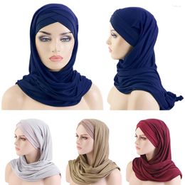 Scarves Women Non-Slip Headband Headscarf Tied Hijab Muslim Shawl Forehead Cross Hat Islamic Shawls Headwrap Full Cover Head Wraps Scarf