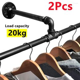 Hangers 2 Pcs Industrial Pipe Clothes Rack Heavy Duty Rustic Detachable Wall Mounted Clothing Multi- Hanging Rod For Closet Storage