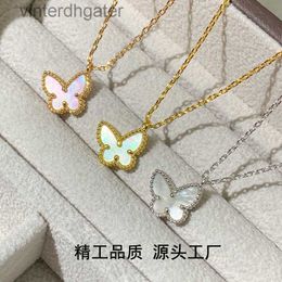 High End Vancelfe Brand Designer Necklace High Edition 925 Pure Silver Butterfly White Necklace for Womens Light Trendy Designer Brand Jewellery