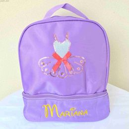 Backpacks Personalised Name Little Girls Cute Ballet Dance Bags Tutu Dress Dance Backpack with for Ballerina Waterproof Ballerina Bag Y240411