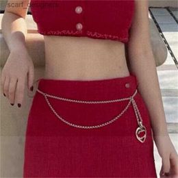 Belts Women Waist Chain Designer Chain Belt Fashion Belt Brass Heart Waistband Female Cadena De Cintura Daily Outfit Chain Waist Belt Brand Y240411