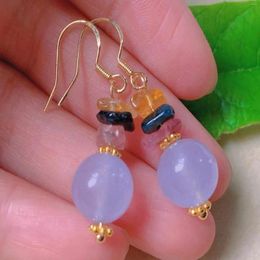 Dangle Earrings Natural Lilac Chalcedony Beads Tourmaline Gold Ear Hook Minimalist Diamond Chandelier Cuff Teens Bohemian Wedding