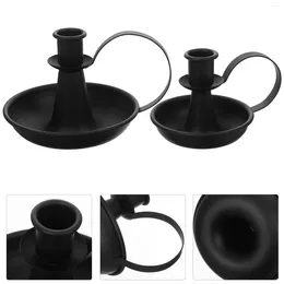 Candle Holders 2 Pcs Desk Tray Statue Holder Ornament Decorations Candles Desktop Candlestick Iron Tealight Stand