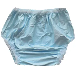 Trousers LangKee Haian PVC Adult Baby Lace Panties Plastic pants Colour Blue opaque