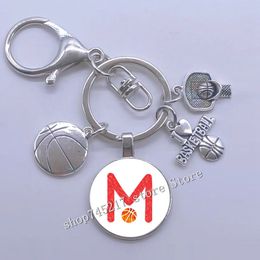 DIY Name Custom Basketball Initials A-Z, Basketball Lover Keychain, Basketball Lover Gift Jewelry Basketball Lover Jewelry Gift