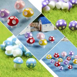 50PCS Colorful Tiny Mushrooms Miniature Figurines Ornament Fairy Garden Moss Landscape Ornaments for Outdoor Decoration