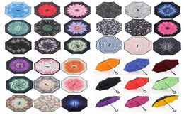 Creative Inverted Umbrella Sun Rain LongHandled Umbrellas Reverse Windproof Double Layer Chuva CHook Hands SF96ZWL6831201