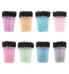 50 Pcs Disposable Crystal Handle Eyelash Brush Mascara Spiral Wands Applicator Grafting Eyelash Curling Comb Beauty Makeup Tool6917664