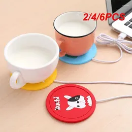 Cups Saucers 2/4/6PCS Cute Cartoon USB Warmer Thermostatic Heating Electric Heated Mugs Office Drink Mat