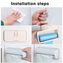 Trash Bags Storage Box Cling Film Container Wall Mounted Plastic Garbage Bag Dispenser Box Dustproof Holder Kitchen Organisation