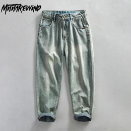 Men's Jeans Vintage Taper Men Four Seasons Daily Causal Denim Pants Cotton Full Length Micro-stretch Baggy Simple Trousers