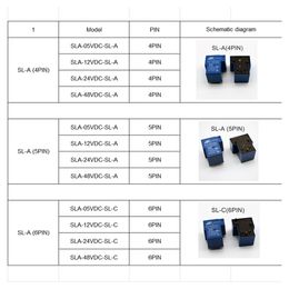 5PCS/LOT 4PIN Power Relay SLA-5VDC-SL-A SLA-9VDC-SL-A SLA-12VDC-SL-A SLA-24VDC-SL-A 5V 9V 12V 24V T90 PCB Relay