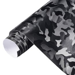 3mX1.52m 3D Ghost Black Grain Vinyl Wrap Sheets for Car Styling Body Decals Film Adhesive Sticker PVC Stickers