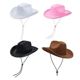Berets Western Cowboy Hat Durable Stylish Wide Brim Cap Adults Cowgirl For Cosplay Travel Themed Party Festival Stage Performance