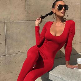 Women's Jumpsuits Low-Cut Tight-Fitting High-waisted Onesie Low Collar High Waist Jumpsuit For Women