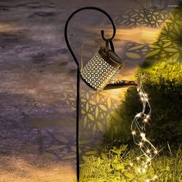 Yard Art Ornament Outdoor Garden Decorative Hollow Lights Landscape Lamp Fairy Light Kettle