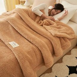 Blankets Winter Throw Blanket Warm Coral Fleece Plush Bed Sofa Nap Air Conditioning Wrap Fluffy Bedroom Sleeping Quilt