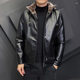 Men's Jackets Winter Lapel Zipper Long Sleeved Plush Jacket Leather Fashionable And Loose Warm Casual Versatile