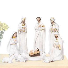 Easter Birth Crib Nativity Scene Figures Catholic Christian Home Decor Orthodox Manger Church Utensils Jesus Ramadan Decor 2023