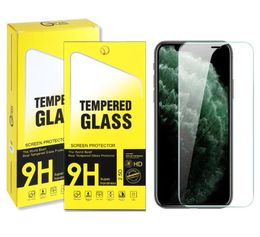 واقي الشاشة لـ iPhone 15 14 13 12 11 Pro Max XS XR Glass For iPhone 7 8 Plus LG Stylo 6 Film 0.33mm مع صندوق ورقي