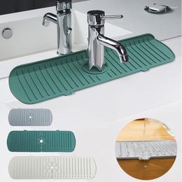 Table Mats 1Pcs Silicone Faucet Mat Water Ripples Kitchen Bathroom Drainage Pad Wash Basin Large Sink Splash Countertop Protector