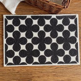 Carpets Cuttable PVC Welcome Doormat Hallway Mat Entrance Black White Rug Carpet Area Anti Dust Floor Pad Aesthetic Home Decor