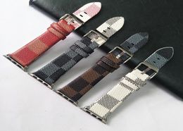 Luxury Fashion Designer Watch Band Suitable for Apple Watch 3842 Smart Watch Band Classic Cheque Leather9705571