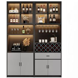 Luxury Kitchen Wine Cabinets Liquor Wall Display Simplicity Wine Cabinets Wooden Modern Mueble Licorera Bar Furniture QF50JG