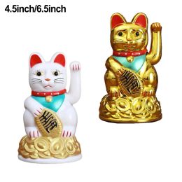 Practical Durable High Quality New Lucky Cat Gold Fortune Lucky Waving Cat Plastic Beckoning Maneki Neko Feng Shui